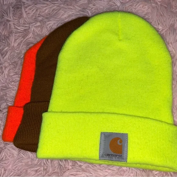 ‼️5 CARHARTT HATS - RED DARK ORANGE NEON ORANGE YELLOW AND BROWN‼️ - Picture 4 of 15